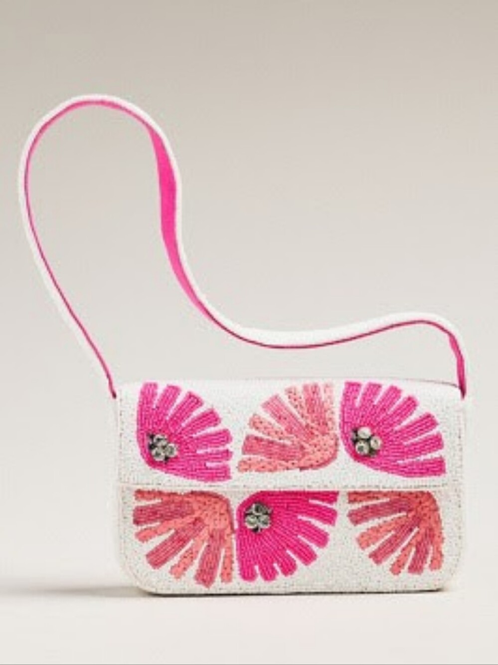 Anthropologie The Fiona Beaded Bag Floral Edition Celandine Pink - Picture 2 of 8